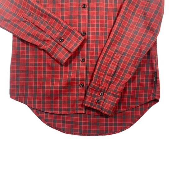 Plaid Flannel Button Shirt Mens  size medium  Red green check Oakley - Picture 14 of 16